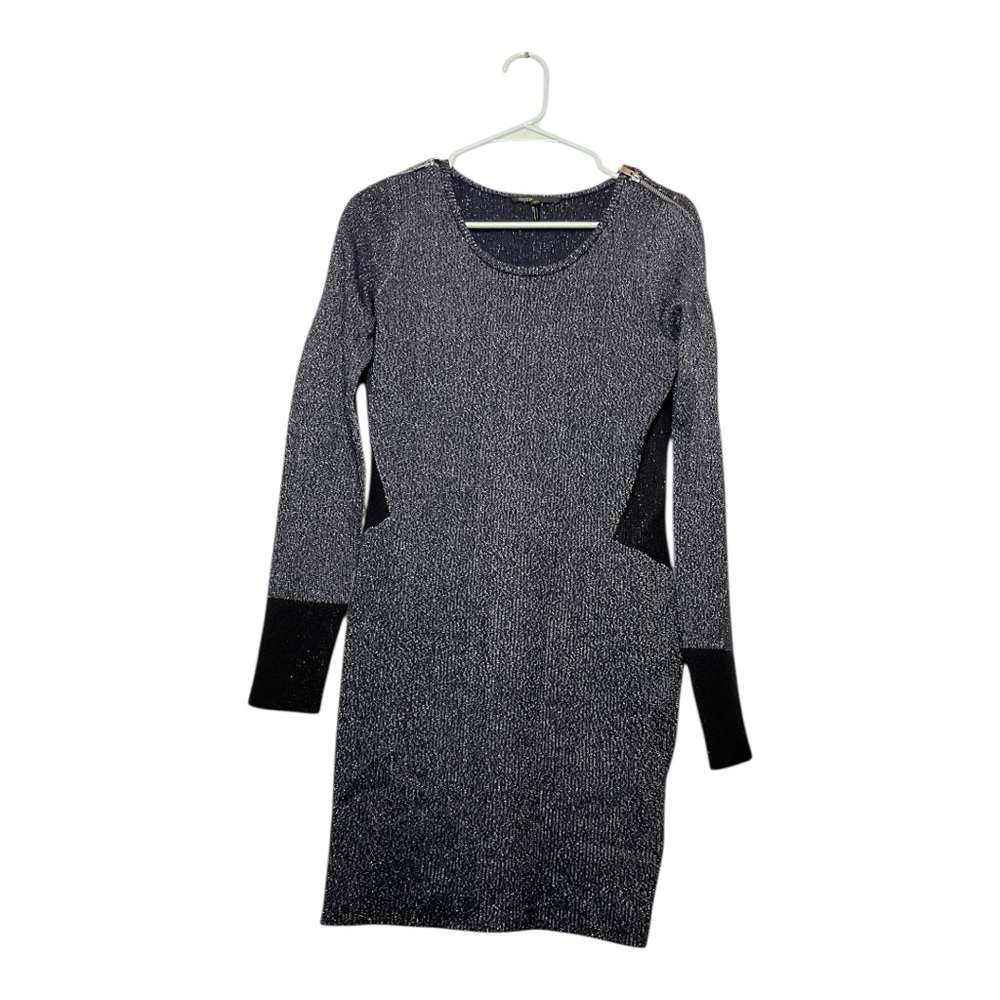 Women’s Maje Metallic Sweater with zippers on both shoulders dress, size 2